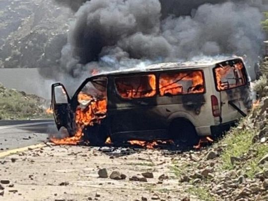 Saudi Arabia: One dead as boulder hits folk band’s minibus