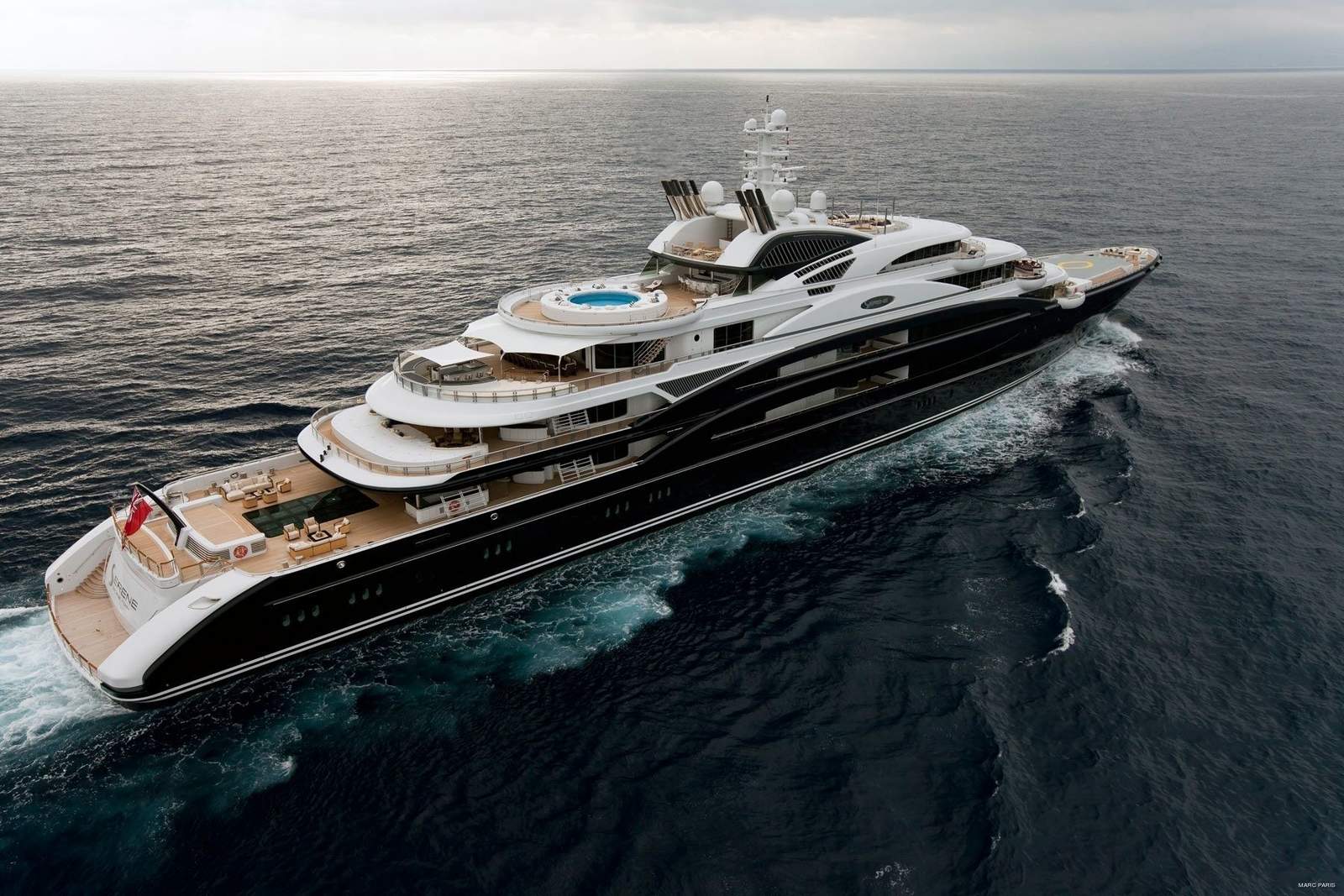 Saudi prince MBS bought this $400 million megayacht from a Russian Oligarch and immediately kicked him out. The 439 feet long vessel has two helipads, a submarine, and a nightclub. The royal has also hung a $450M painting in it.