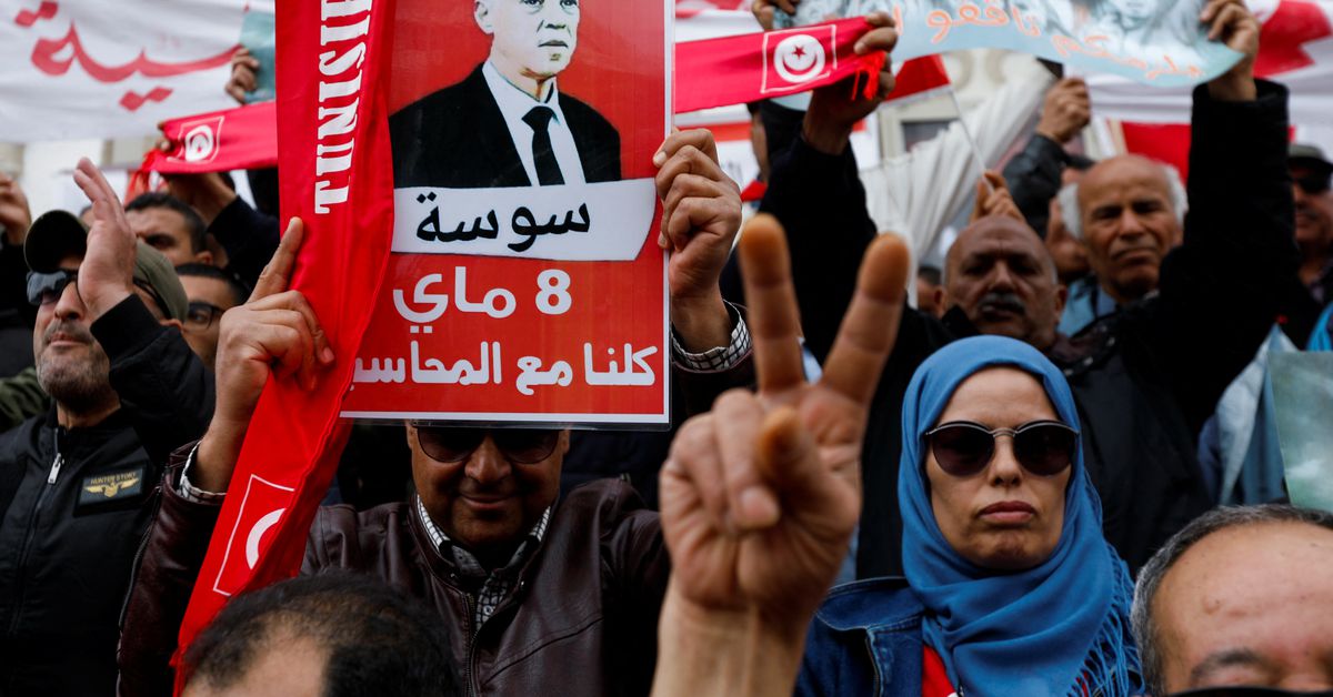 Tunisian president's backers rally to demand clampdown on opposition