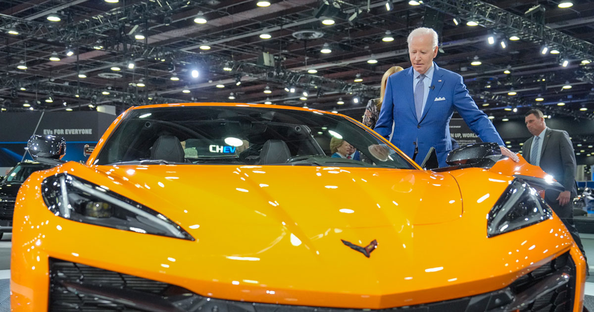 Joe Biden Mocked for Tweeting About EVs With Pic of Gas Car