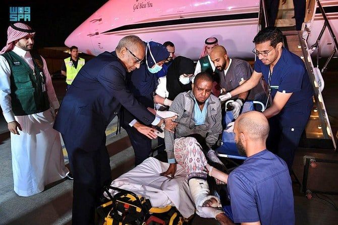Somali patients arrive in Saudi Arabia to receive treatment following a deadly attack in Mogadishu