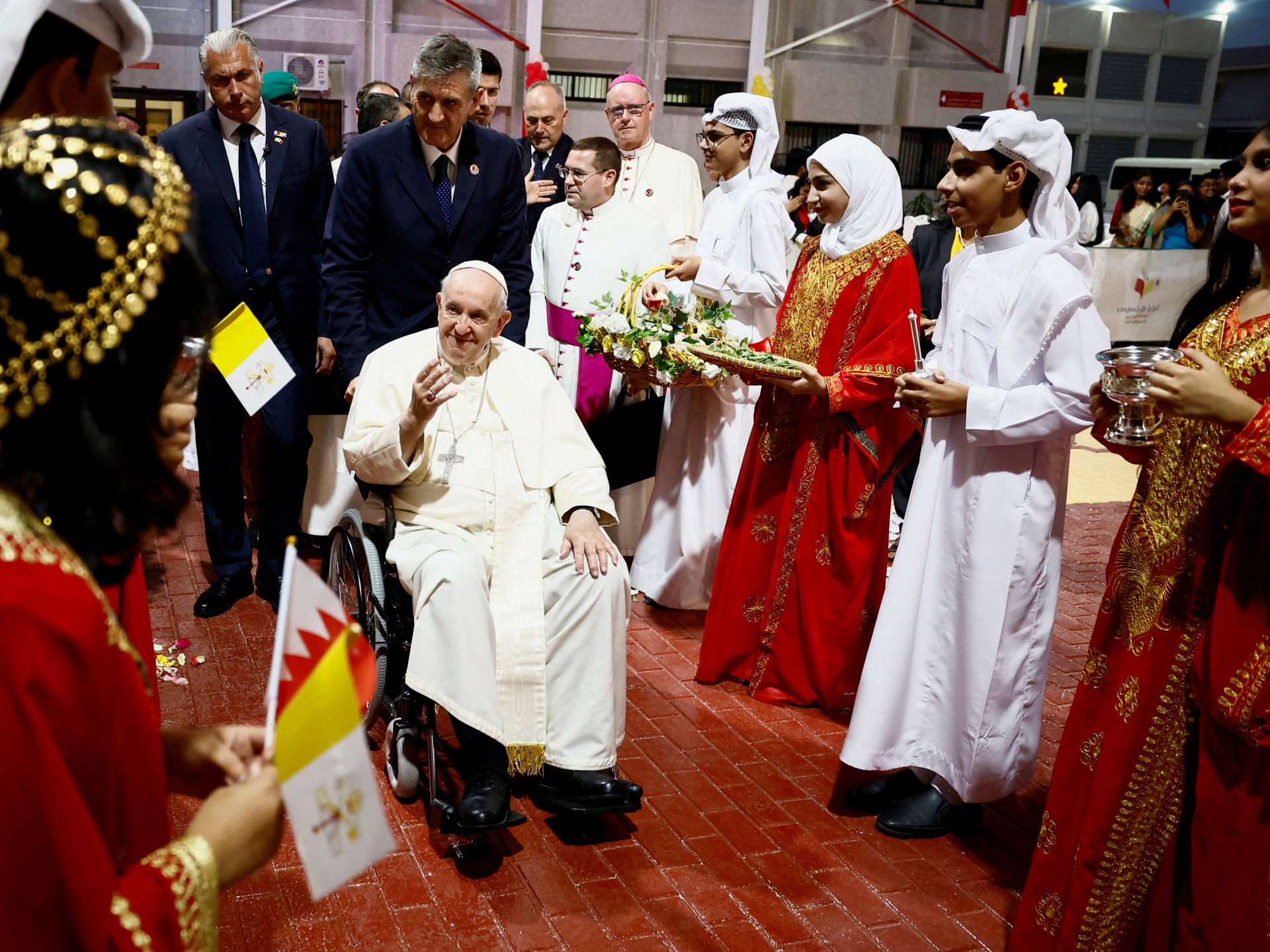 Bahraini prisoners’ families hold small protest during pope visit