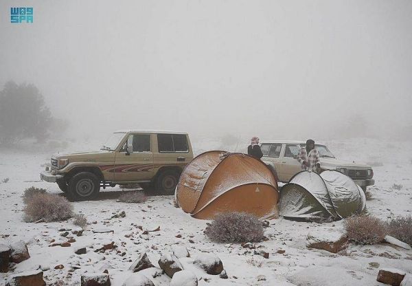 Tabuk's Jabal Al-Lawz covered in white for 3rd time this season
