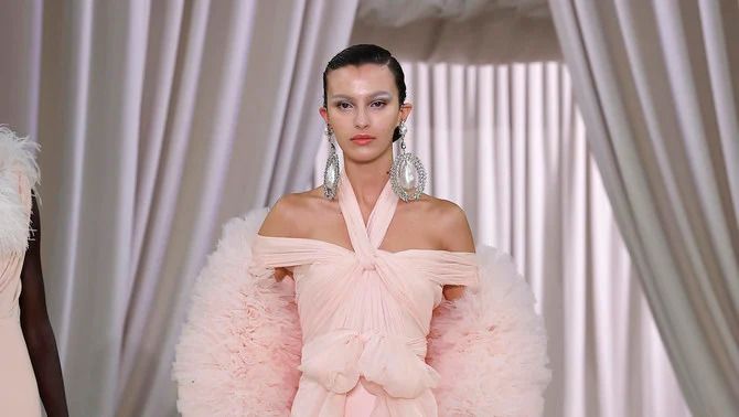 Saudi model Amira Al-Zuhair walks for Giambattista Valli at Paris Haute Couture Week