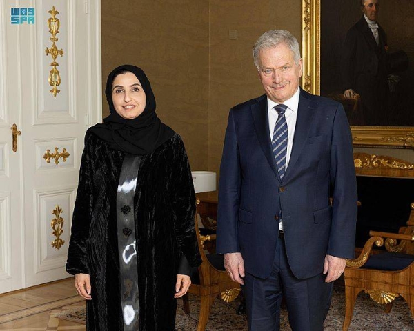 Saudi Ambassador Nisreen Al-Shibel presents credentials to Finland's president