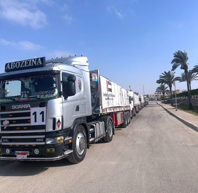 UAE's Operation Chivalrous Knight 3: 12-Truck Convoy Delivers 264 Tonnes of Aid to Gaza, Bringing Total to 22,436 Tonnes
